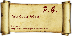 Petróczy Géza névjegykártya