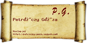 Petróczy Géza névjegykártya