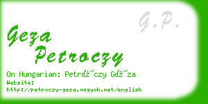 geza petroczy business card